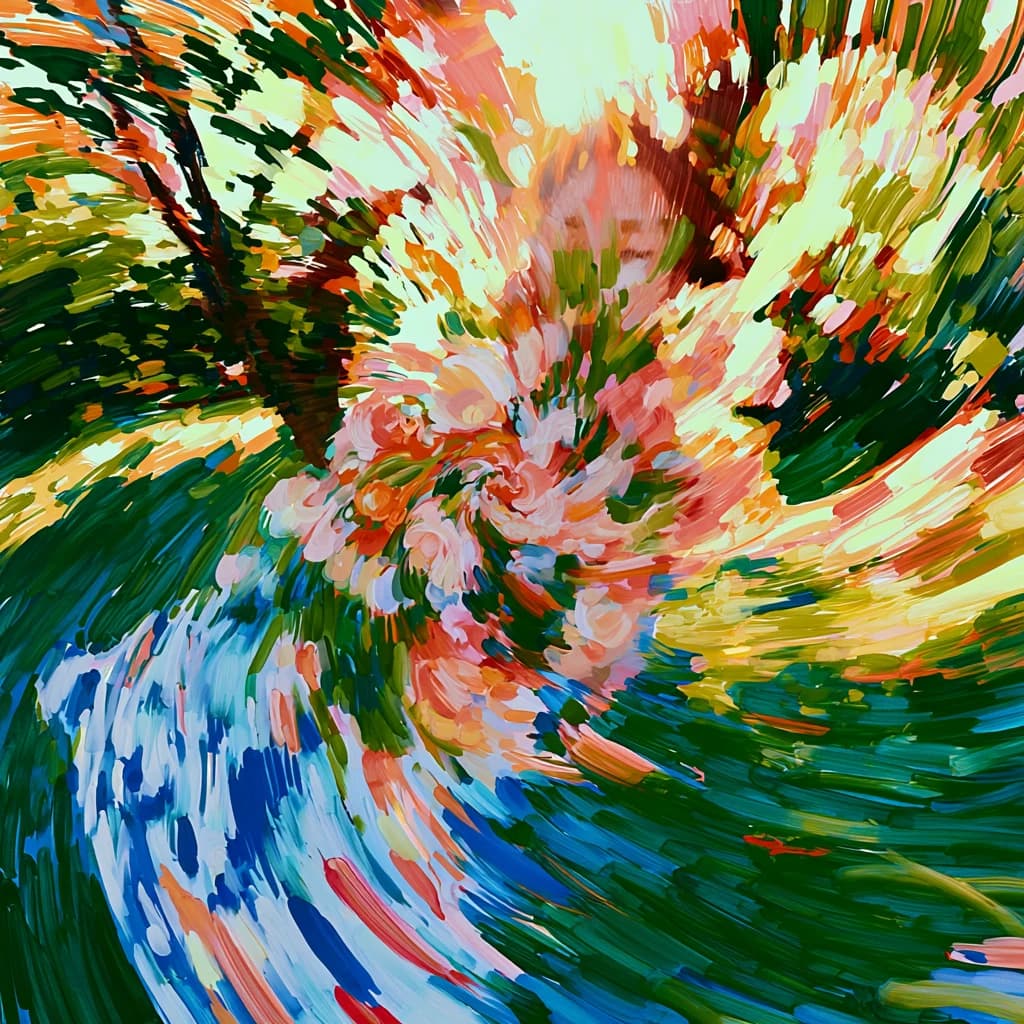 Bloom swirl, impasto abstraction