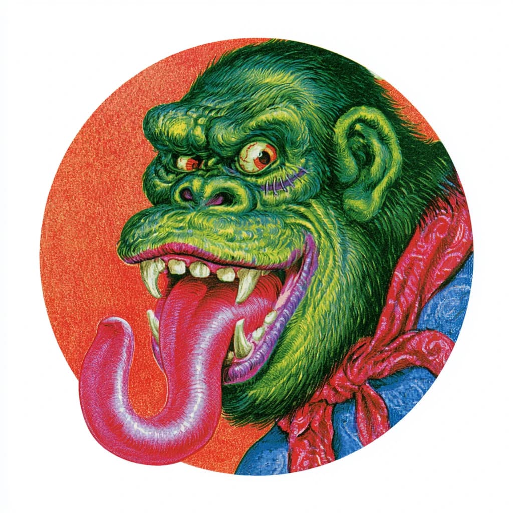 Green ape, screenprint halftone