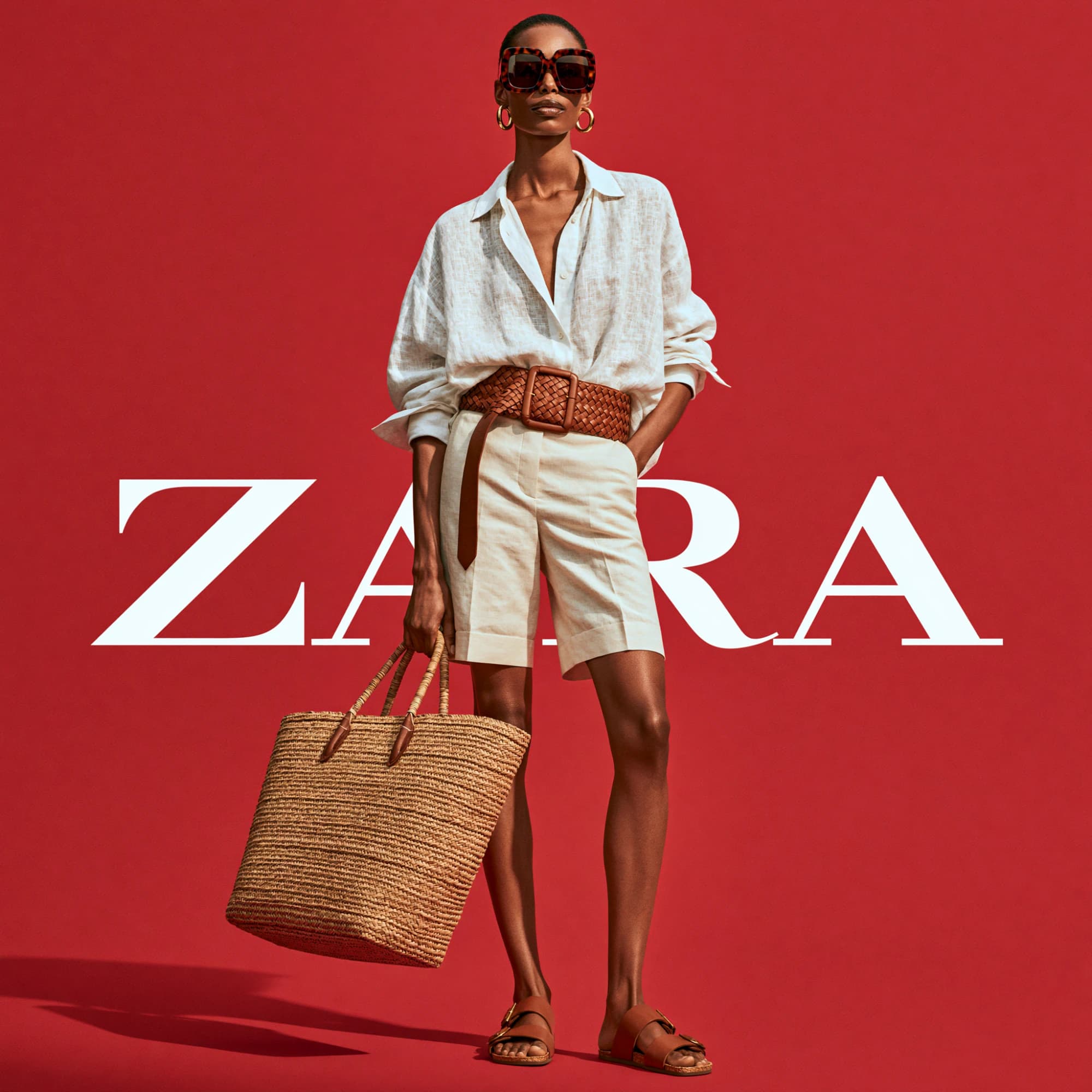 Linen campaign, crimson backdrop