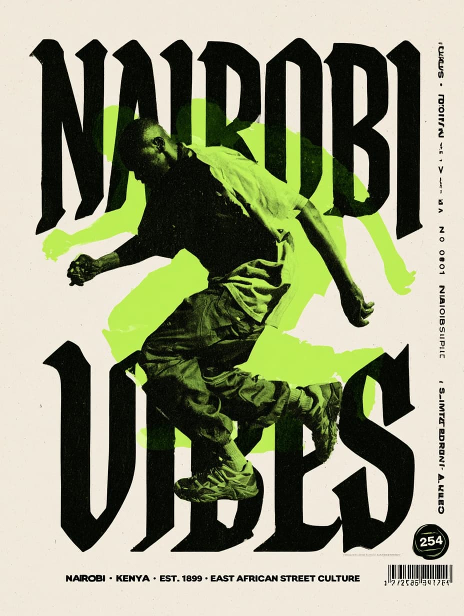 Nairobi Vibes, blackletter poster