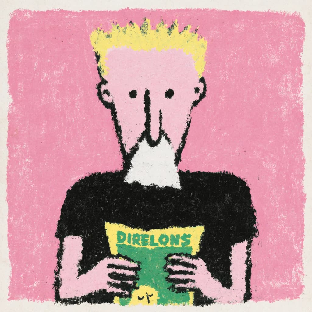 Reader on pink, crayon texture